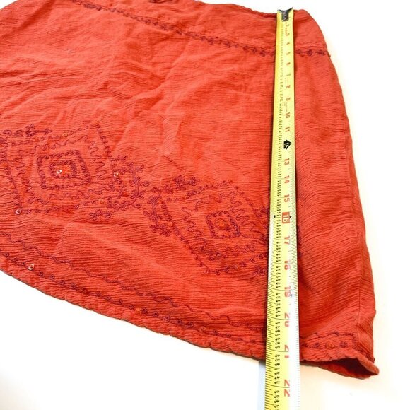 St John's Bay Orange Embroidered 100% cotton boho A line skirt Medium - Picture 9 of 9